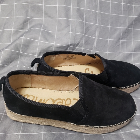 Sam Edelman Carrin Black Suede Platform Espadrilles Slip On - Picture 2 of 8